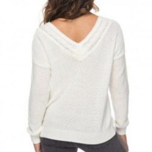 ROXY Choose To Shine Sweater Chunky Cable Details Size XS BEACHY SURFER GIRL - Picture 6 of 6